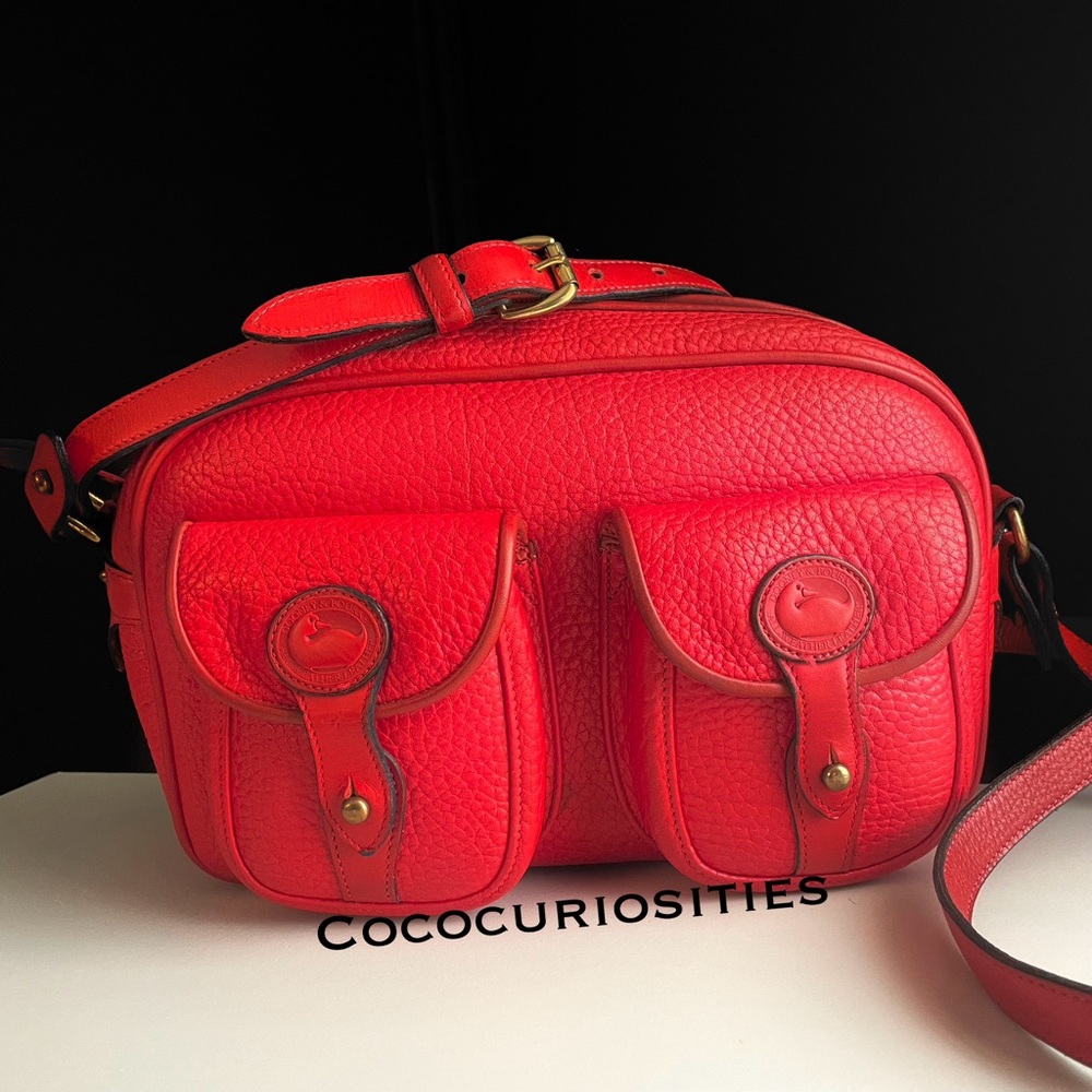 Dooney and Bourke awl Leather Explorer Double Pocket Crossbody Bag Red - Picture 2 of 16